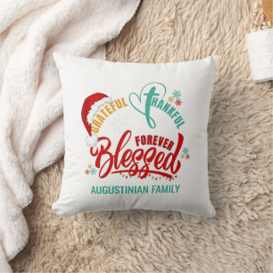 Christian GRATEFUL THANKFUL BLESSED Christmas Name Cushion