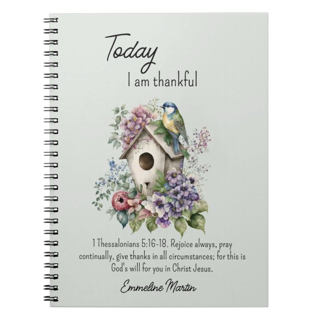 Christian Gratitude Bible Verse Birdhouse Notebook (Front)