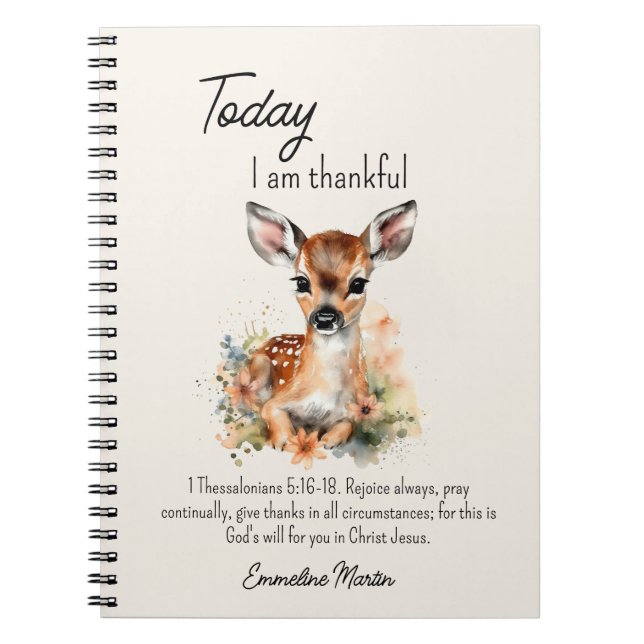 Christian Gratitude Journal Bible Verse Baby Deer (Front)