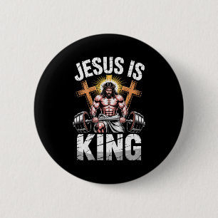 Christian Gym Jesus Is King Workout Religious Weig 6 Cm Round Badge
