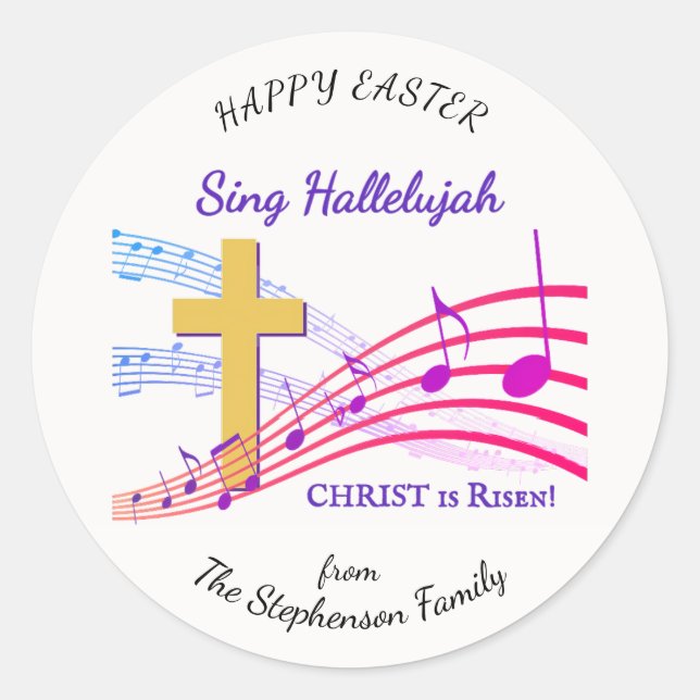 Christian HALLELUJAH CHRIST IS RISEN Easter Classic Round Sticker (Front)