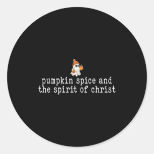 Christian Halloween Cute Ghost Pumpkin Spice Faith Classic Round Sticker