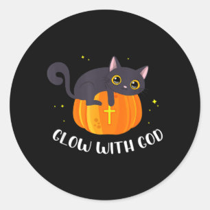 Christian Halloween Jack O Lantern Pumpkin Black Classic Round Sticker