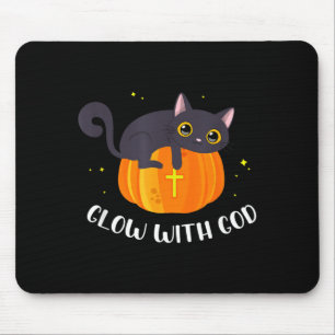 Christian Halloween Jack O Lantern Pumpkin Black Mouse Pad