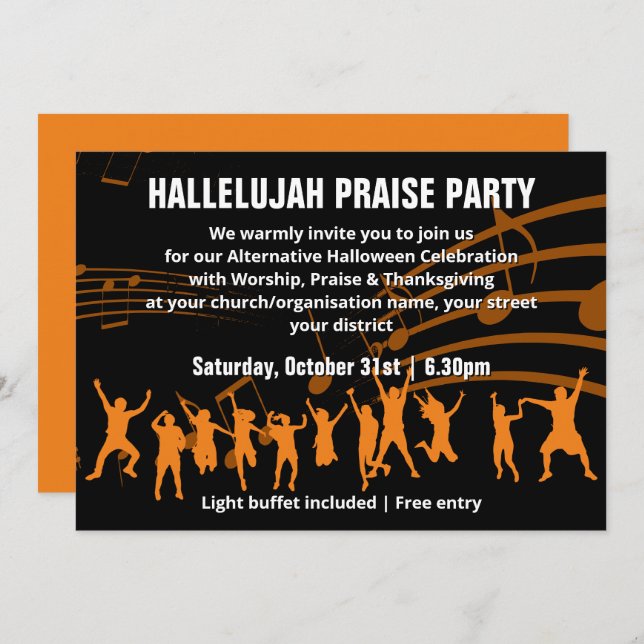 Christian Halloween PRAISE PARTY Invitation (Front/Back)