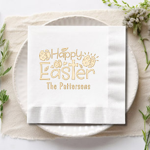 Christian Happy Easter Religious Personalised Name Foil Napkins