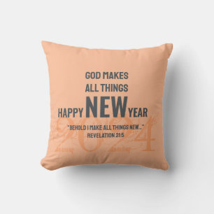 Christian HAPPY NEW YEAR 2024 Peach Cushion