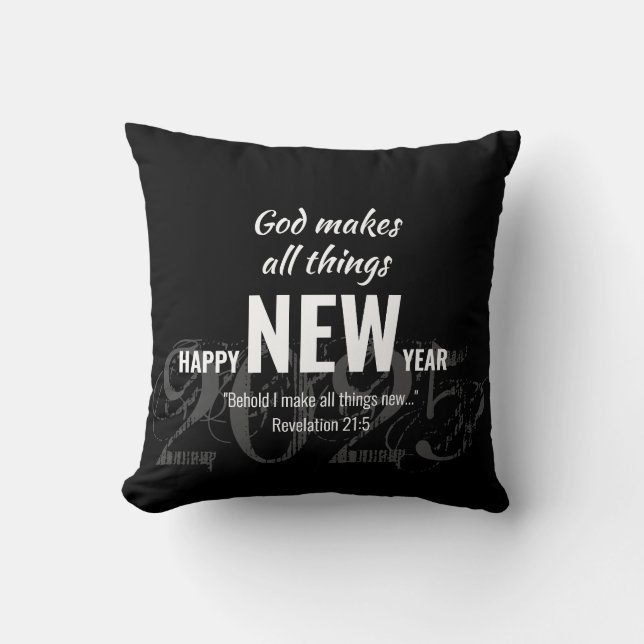 Christian HAPPY NEW YEAR 2025 God New Thing Cushion (Front)