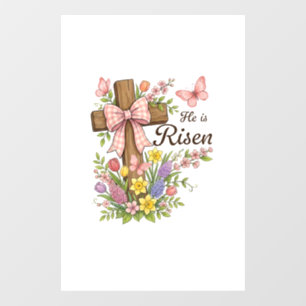 Christian- He is Risen Floral Cross Religious East