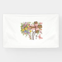 Christian- He is Risen Floral Cross Religious East