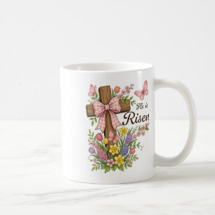 Christian- He Is Risen Floral Cross Religious East Coffee Mug