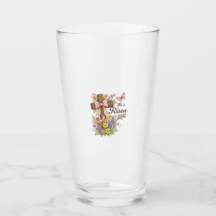 Christian- He is Risen Floral Cross Religious East Glass