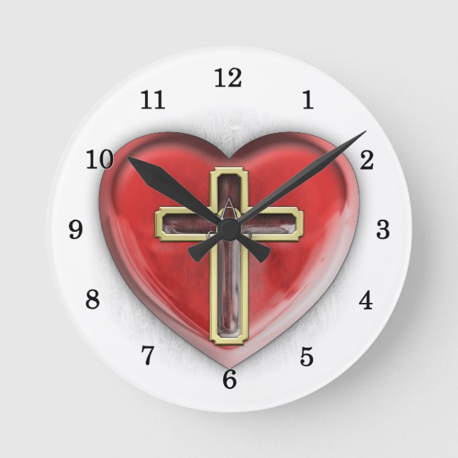 Christian Heart Round Clock (Front)