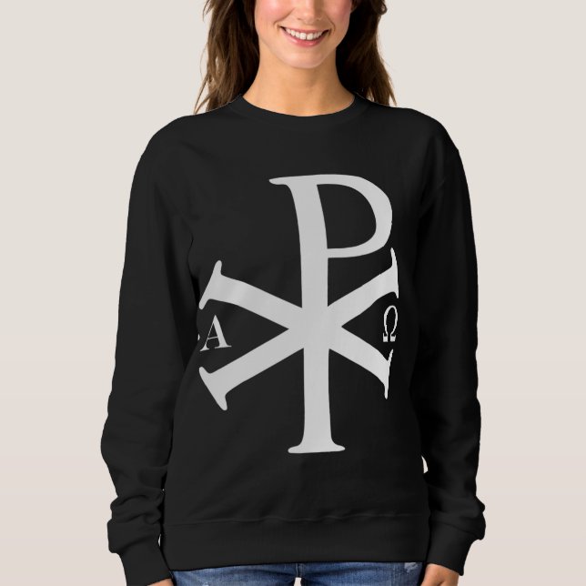 Christian History Alpha Omega Chi Rho byzantine Ch Sweatshirt (Front)