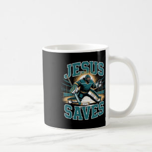 Christian Hockey Jesus Saves Goalie Humor Religiou Coffee Mug