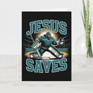Christian Hockey Jesus Saves Goalie Humour Religio Card
