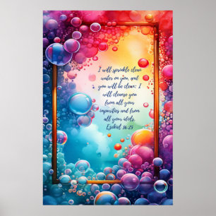 Christian Holy Bible Verse Ezekiel 36:25 Poster