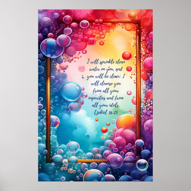 Christian Holy Bible Verse Ezekiel 36:25 Poster (Front)