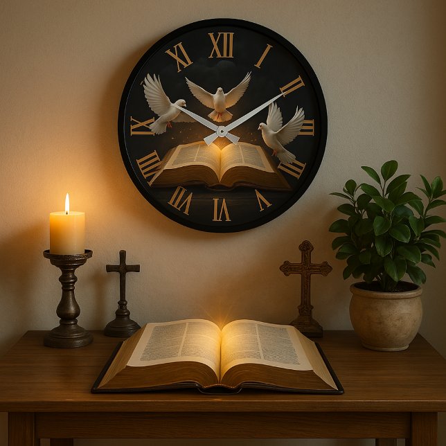 Christian Holy Spirit  Bible religious home decor Large Clock (Creator Uploaded)