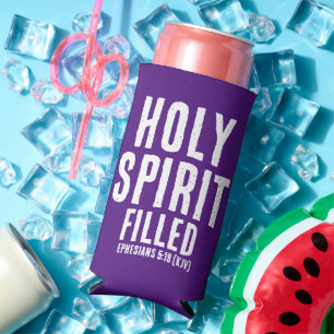 Christian "HOLY SPIRIT Filled" Royal Purple/White Seltzer Can Cooler