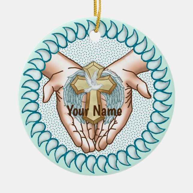 Christian Holy Spirit Hands  Ceramic Ornament (Front)