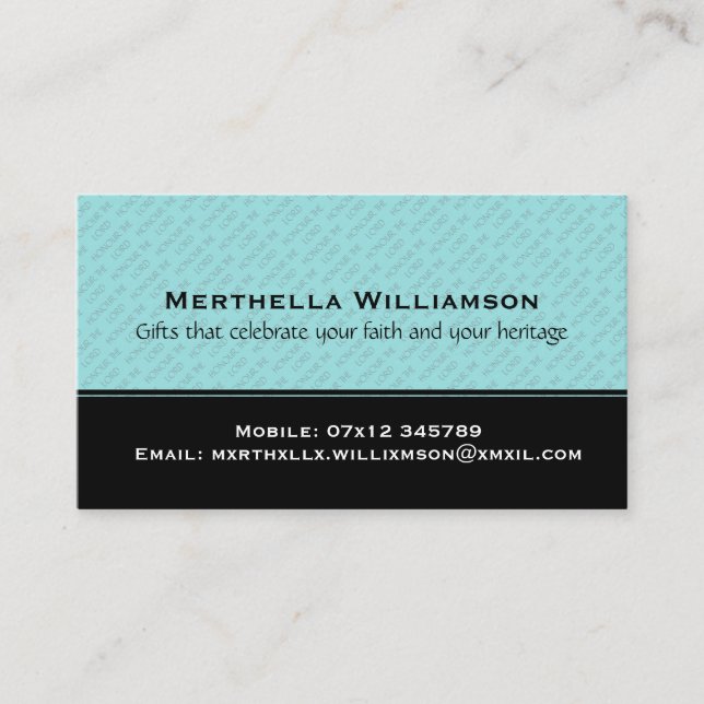 Christian HONOR THE LORD Personalised Business Card (Front)