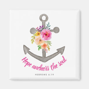 Christian Hope Anchors the Soul Verse Floral Magnet