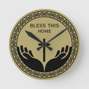 Christian House Blessing Round Clock