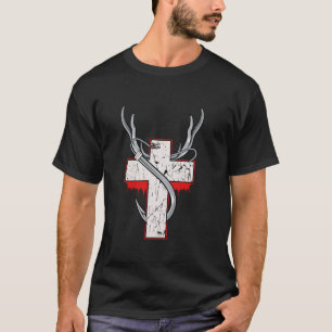 Christian Hunting Fishing Hunter Angler Antler Cro T-Shirt
