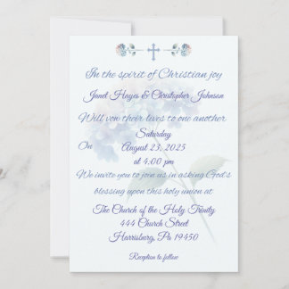 Christian Hydrangea Wedding Invitation