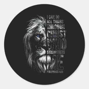 Christian I Can Do All Things Through Christ Lion  Classic Round Sticker