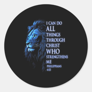 Christian I Can Do All Things Through Christ Lion Classic Round Sticker