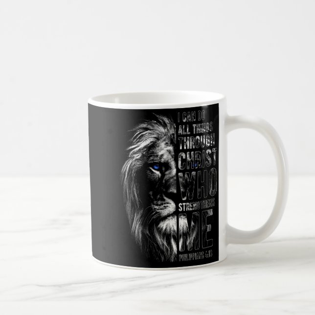 Christian I Can Do All Things Through Christ Lion  Coffee Mug (Right)