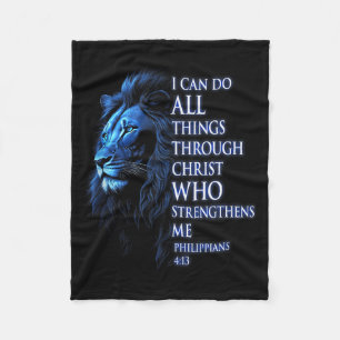 Christian I Can Do All Things Through Christ Lion Fleece Blanket