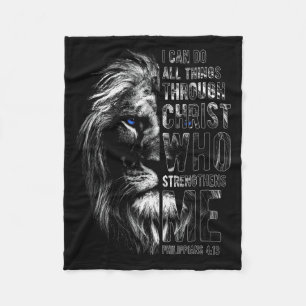 Christian I Can Do All Things Through Christ Lion Fleece Blanket