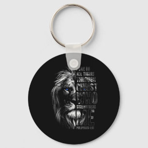 Christian I Can Do All Things Through Christ Lion  Key Ring