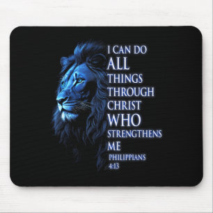 Christian I Can Do All Things Through Christ Lion  Mouse Pad