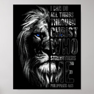 Christian I Can Do All Things Through Christ Lion Poster