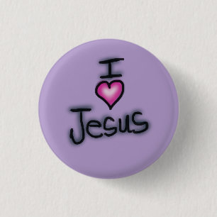 Christian I Love Jesus I Heart Jesus  3 Cm Round Badge