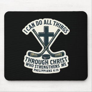 Christian Ice Hockey Bible Verse Quote Philippians Mouse Pad