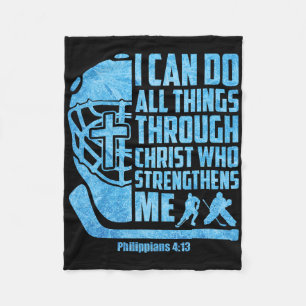Christian Ice Hockey Jesus Religious Boys Kids Men Fleece Blanket