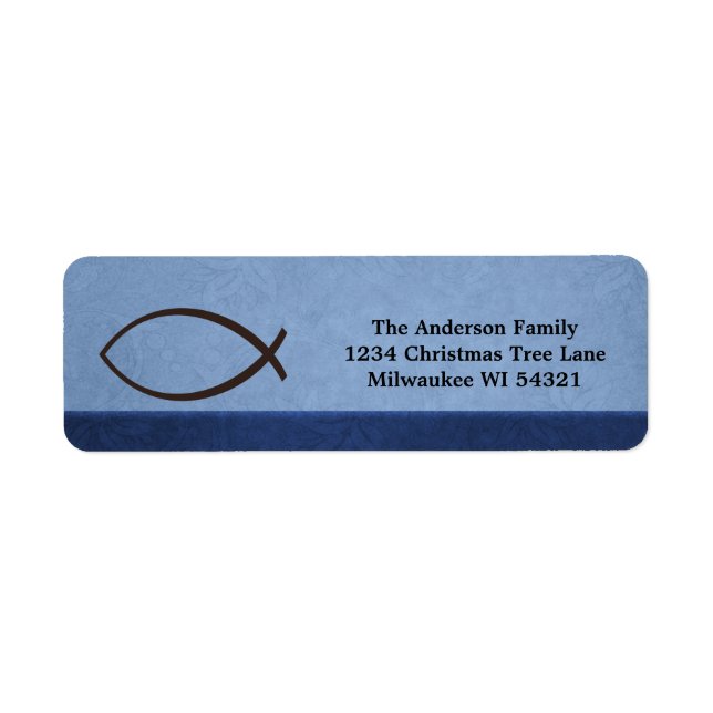 Christian Ichthys Fish Symbol Return Address Label (Front)