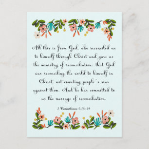 Christian inspirational Art- 2 Corinthians 5:18-19 Postcard