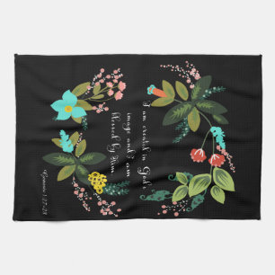 Christian Inspirational Art - Genesis 1:27-28 Tea Towel