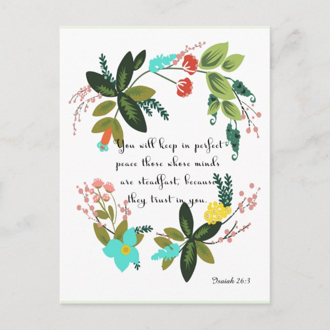 Christian inspirational Art - Isaiah 26:3 Postcard (Front)