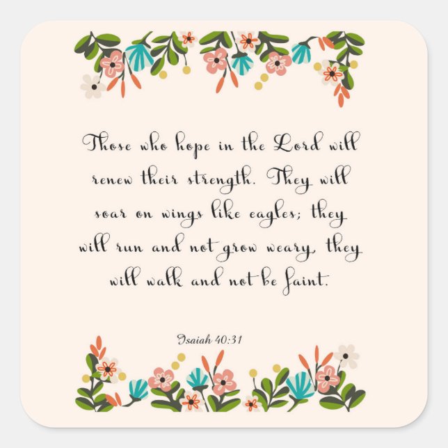 Christian inspirational Art - Isaiah 40:31 Square Sticker (Front)