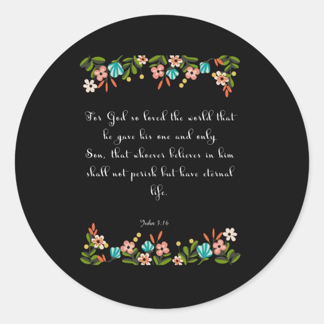 Christian Inspirational Art - John 3:16 Classic Round Sticker (Front)