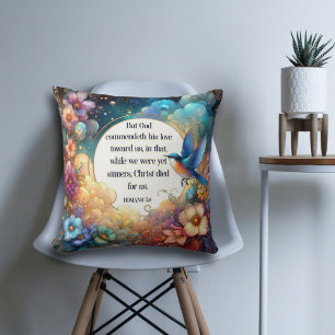 Christian Inspirational Art Nouveau Floral Cushion