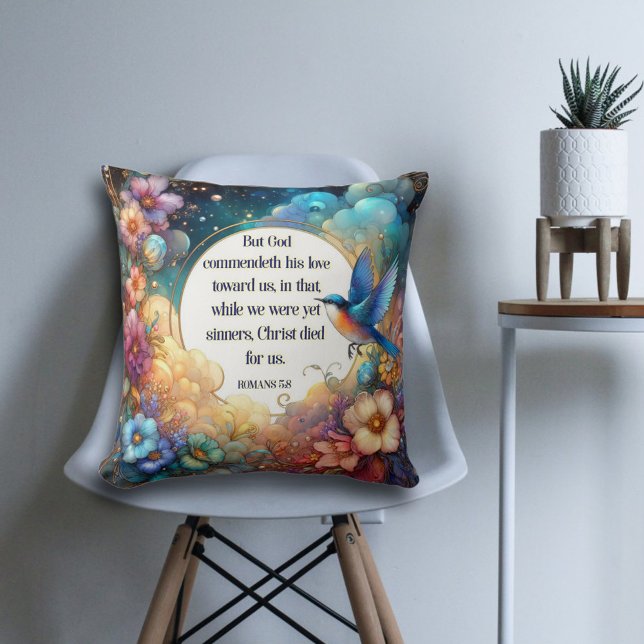 Christian Inspirational Art Nouveau Floral Cushion (Creator Uploaded)