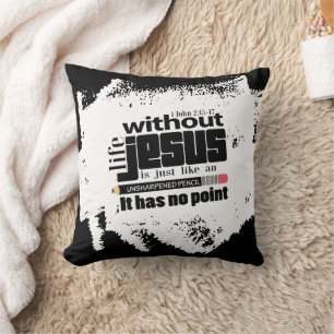Christian Inspirational Black White Faith Quote Cushion